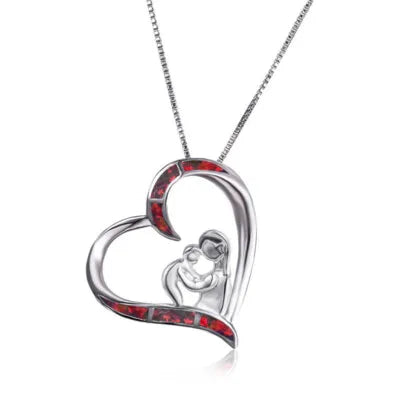 Baby Heart Pendant Necklace – Purple Simulated Opal Mood Tracker Pendant Necklace Nixie Red