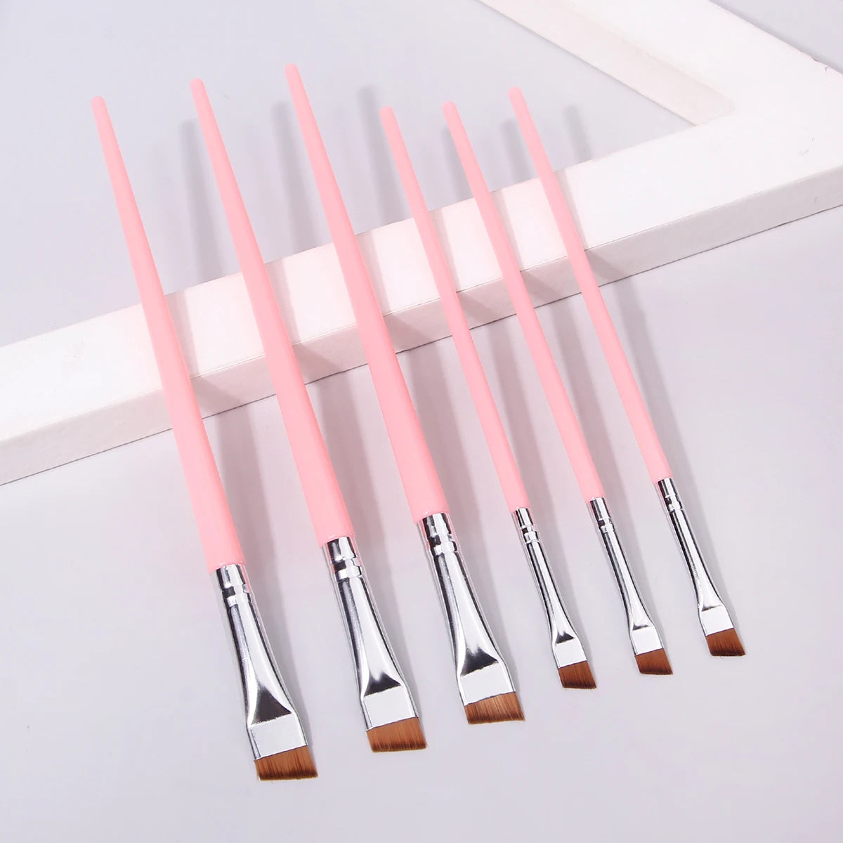 6-Piece Eye Makeup Brush Set – Eyeliner & Eyebrow Brushes Eye Makeup Brushes Nixie 6Pcs Pink silver