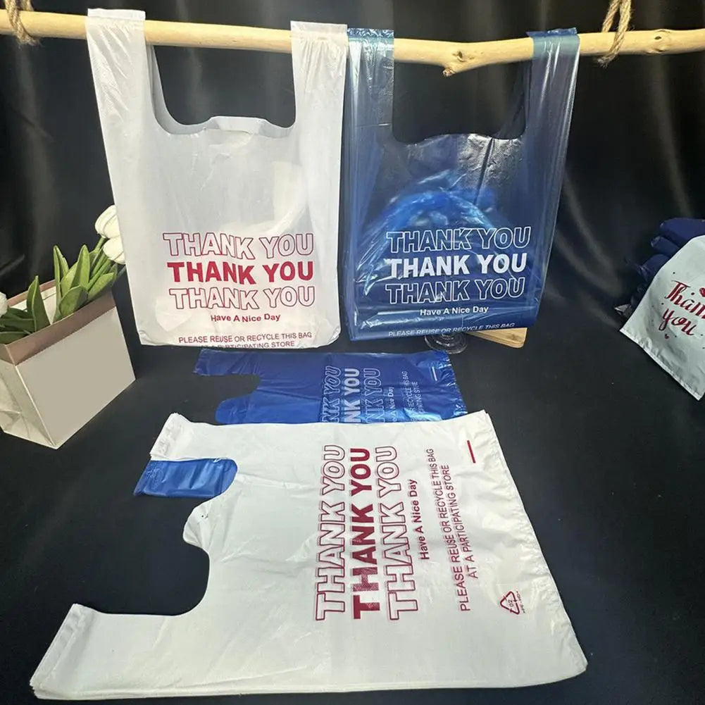 50Pcs Heavy Duty Plastic Grocery Bags with Handles – Thank You Plastic Shopping Bags Nixie