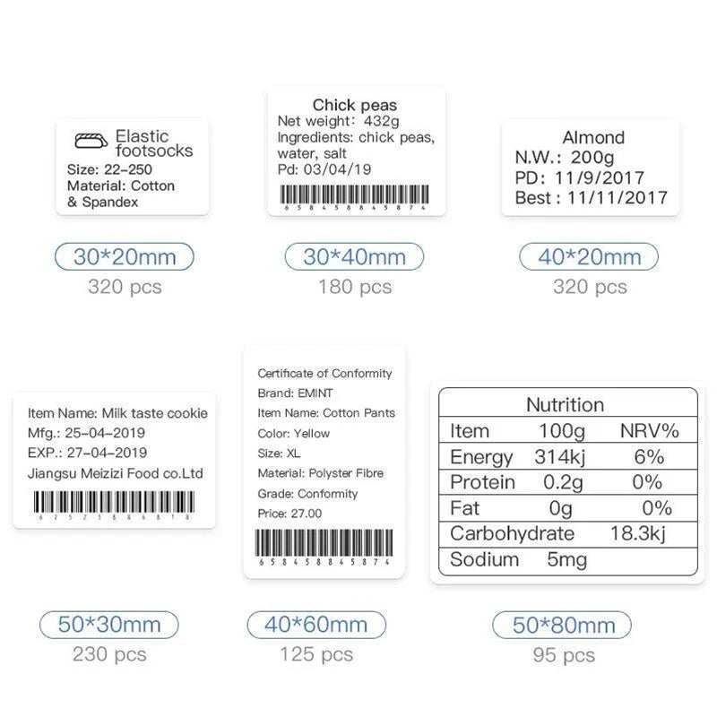 Niimbot White Thermal Label Roll 20–50mm Waterproof | B1 B21 B3S Thermal Label Roll Nixie