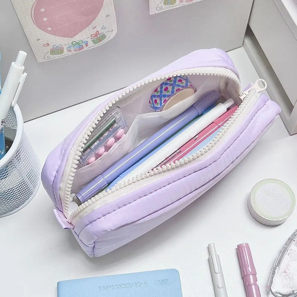 Large Capacity Pencil Case Zipper Pen Bag – Solid Color Pencil Case Nixie