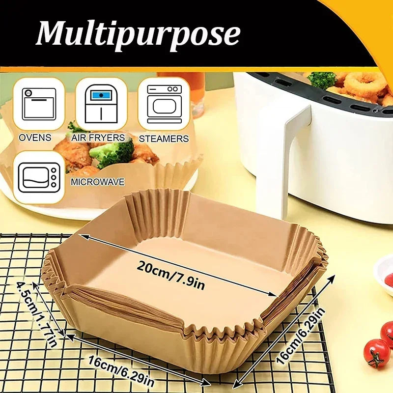 100/200Pcs Disposable Square Air Fryer Liners Non-Stick Baking Paper Air Fryer Liner Nixie
