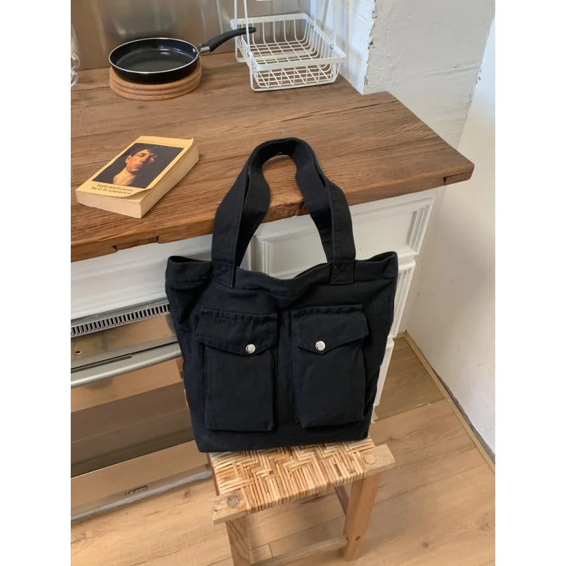 Women's Multi-Pocket Canvas Shoulder Tote Bag | Work & College