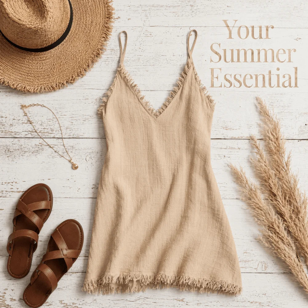V-Neck Spaghetti Strap Loose Mini Dress – Summer Casual Mini Summer Dress Nixie