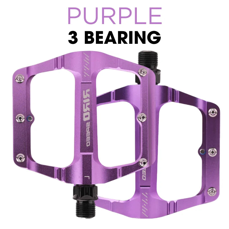 RIRO K30 3-Bearing CNC Aluminum Flat Bike Pedals MTB BMX Road Flat Bike Pedals Nixie PURPLE