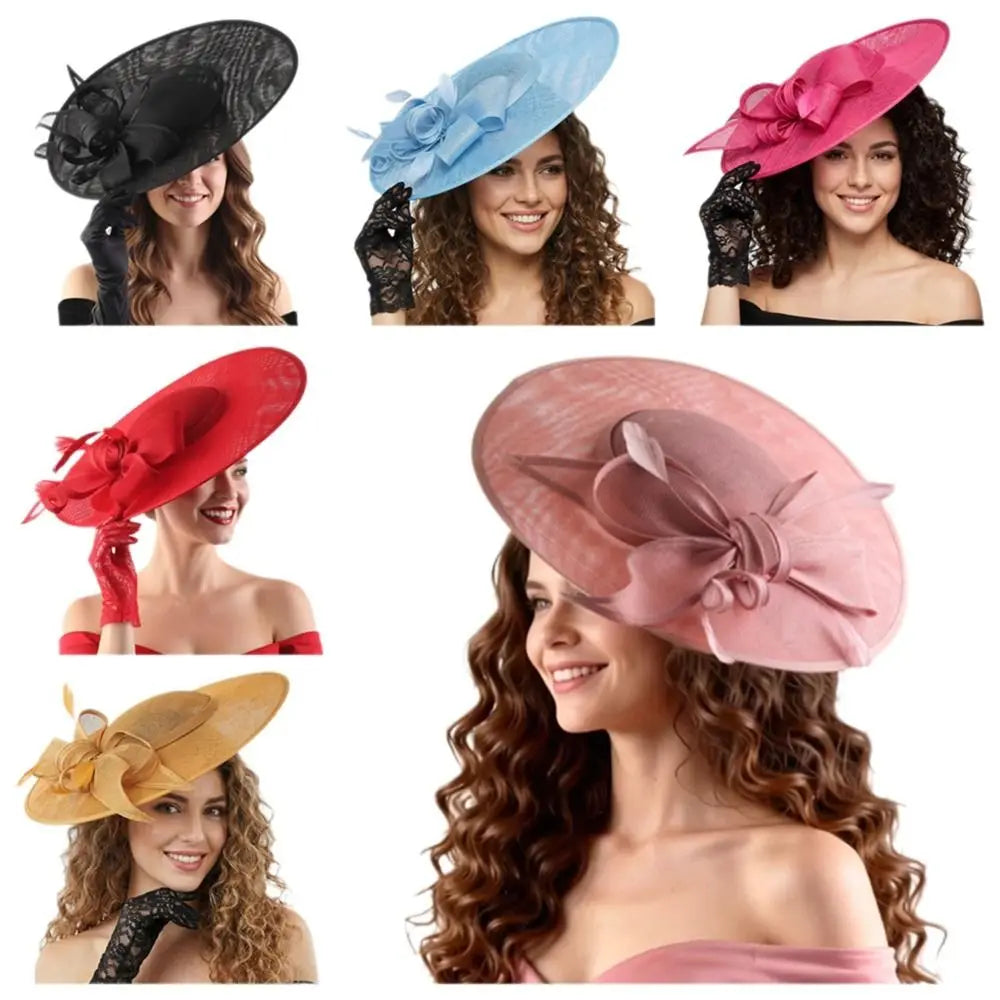 Women's Wide Brim Fascinator Hat with Headband – Vintage Derby Fascinator Hat Nixie