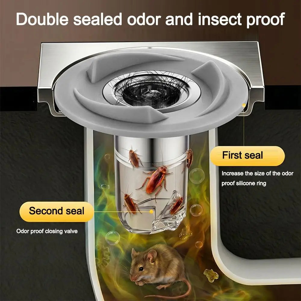 Self-Closing Odor-Proof Drain Core – Insect & Hair Catcher