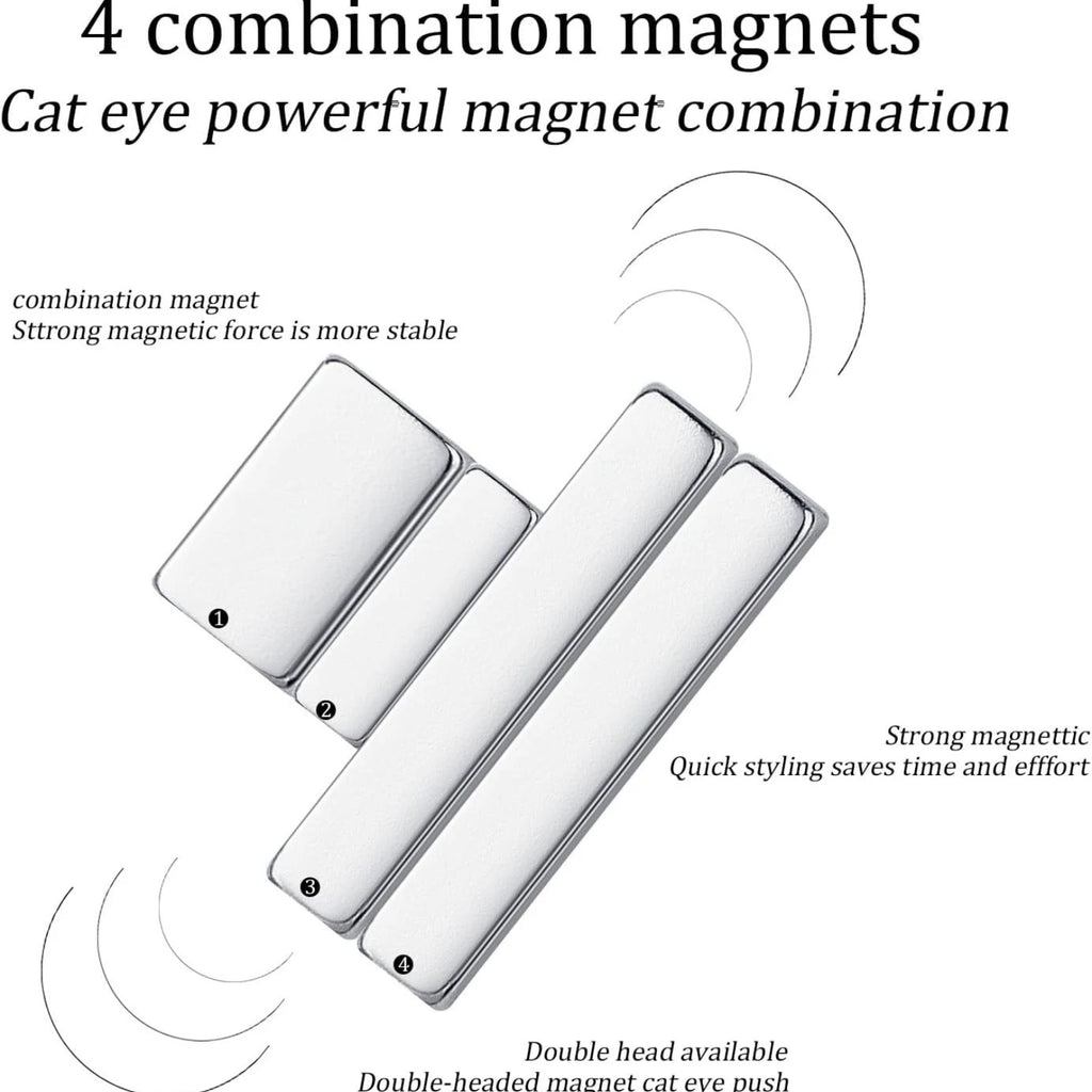 4Pcs Mini Rectangular Cat Eye Magnet Set for Nail Art Nail Art Magnet Nixie