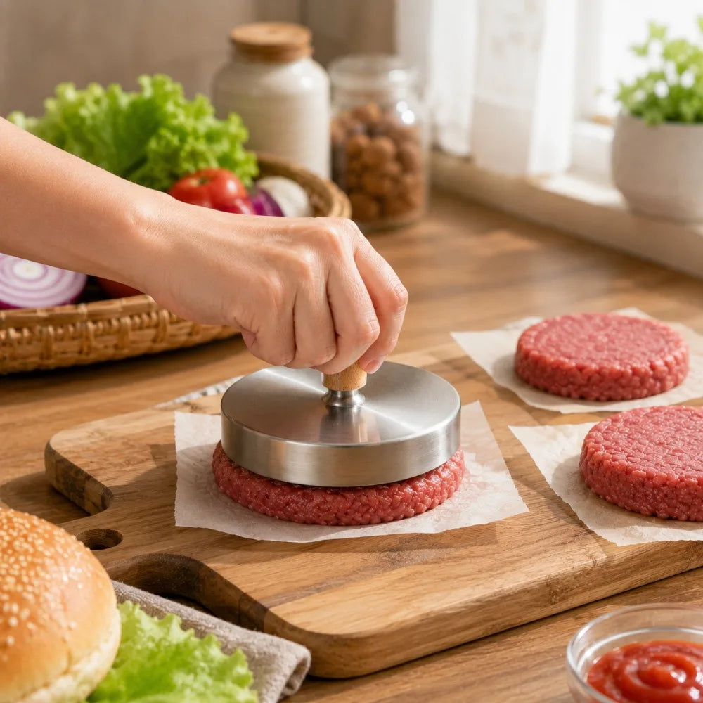 Stainless Steel Burger Press Patty Maker | Non-Stick BBQ Mold Burger Patty Maker Nixie