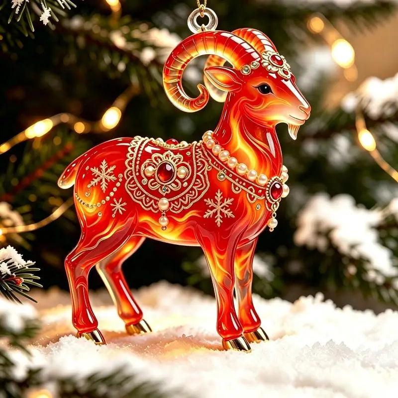 Acrylic Goat Christmas Ornament | Farmhouse Xmas Tree Pendant