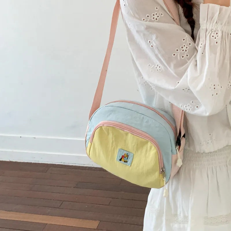 Women's Color-Block Crossbody Bag – Lightweight Satchel