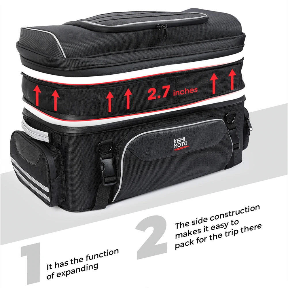 KEMITOUR 40L-50L Expandable Motorcycle Tail Bag | Trunk Rack Bag Motorcycle Tail Bag Nixie