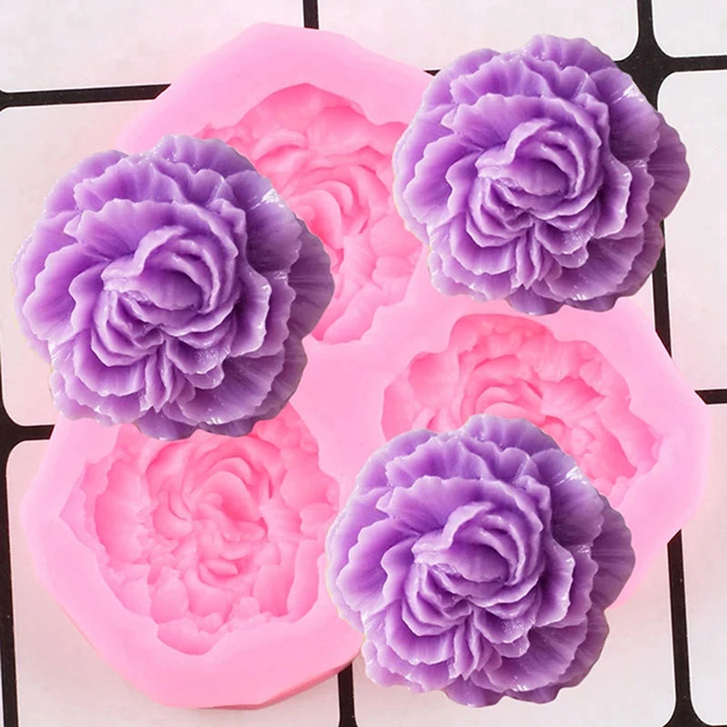 3D Peony Flower Silicone Mold – Fondant, Chocolate & Candy Clay Silicone Baking Mold Nixie one size