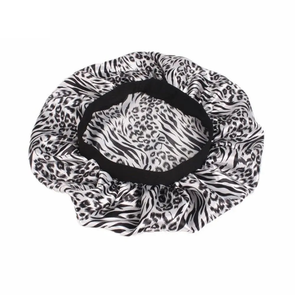 Floral Satin Sleep Bonnet – Elastic Wide Band Hair Wrap Cap