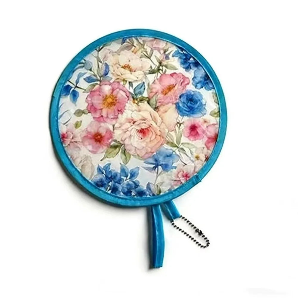 Round Foldable Handheld Fan with Storage Bag – 8 Styles