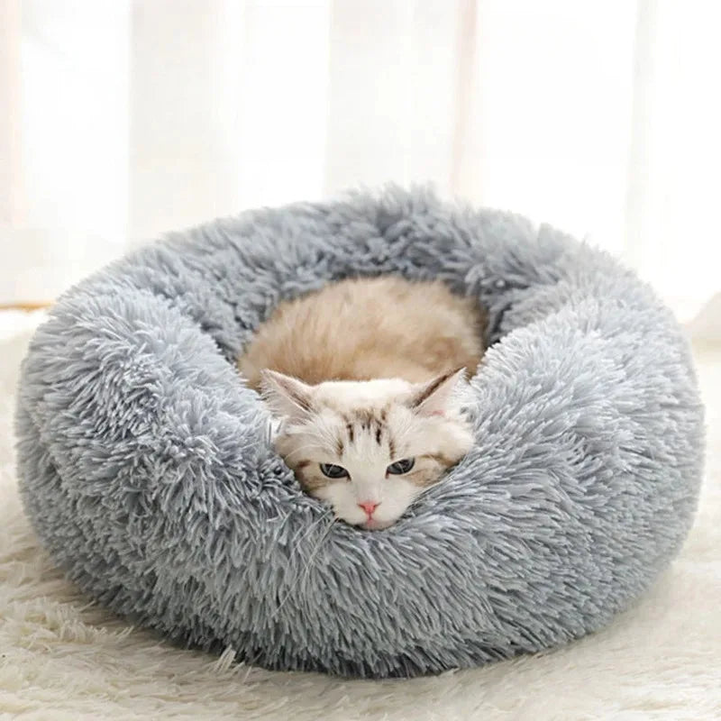 Donut Pet Bed – Plush Faux Fur Calming Bed for Cats & Dogs Calming Pet Bed Nixie