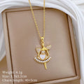 Flower Fairy Pendant Necklace | Gold Stainless Steel Women Pendant Necklace Nixie XL2606-677