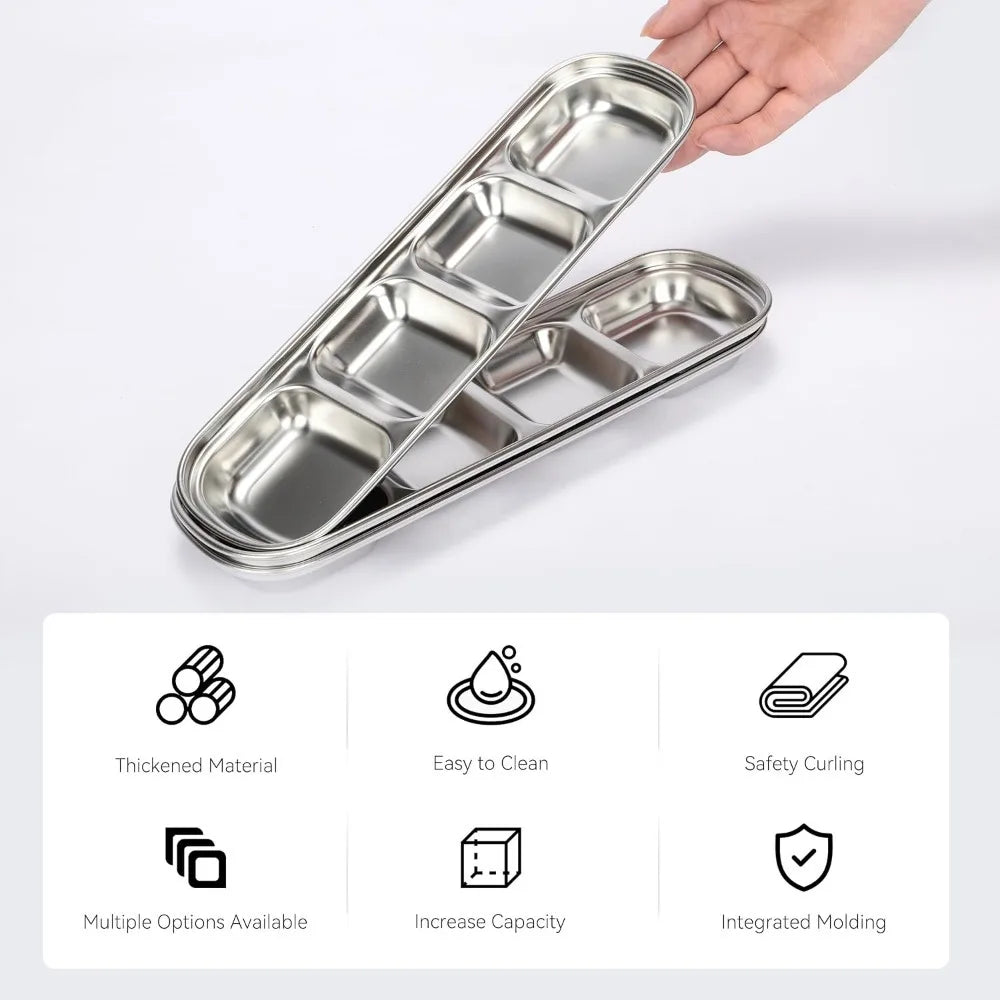 3-Compartment Stainless Steel Condiment Dip Bowls – BBQ Condiment Dip Dish Nixie