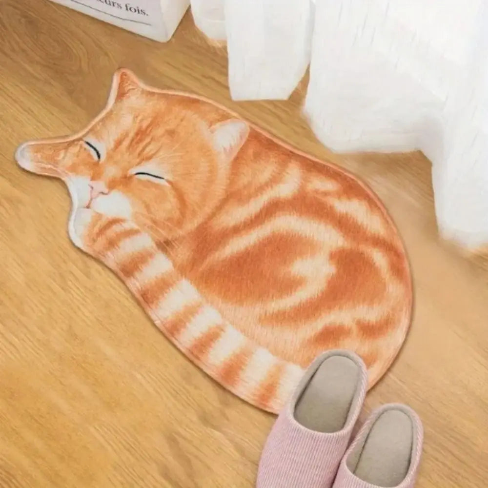 Cute Cat Crystal Fleece Floor Mat – Non-Slip 40×60cm Bath Mat Nixie
