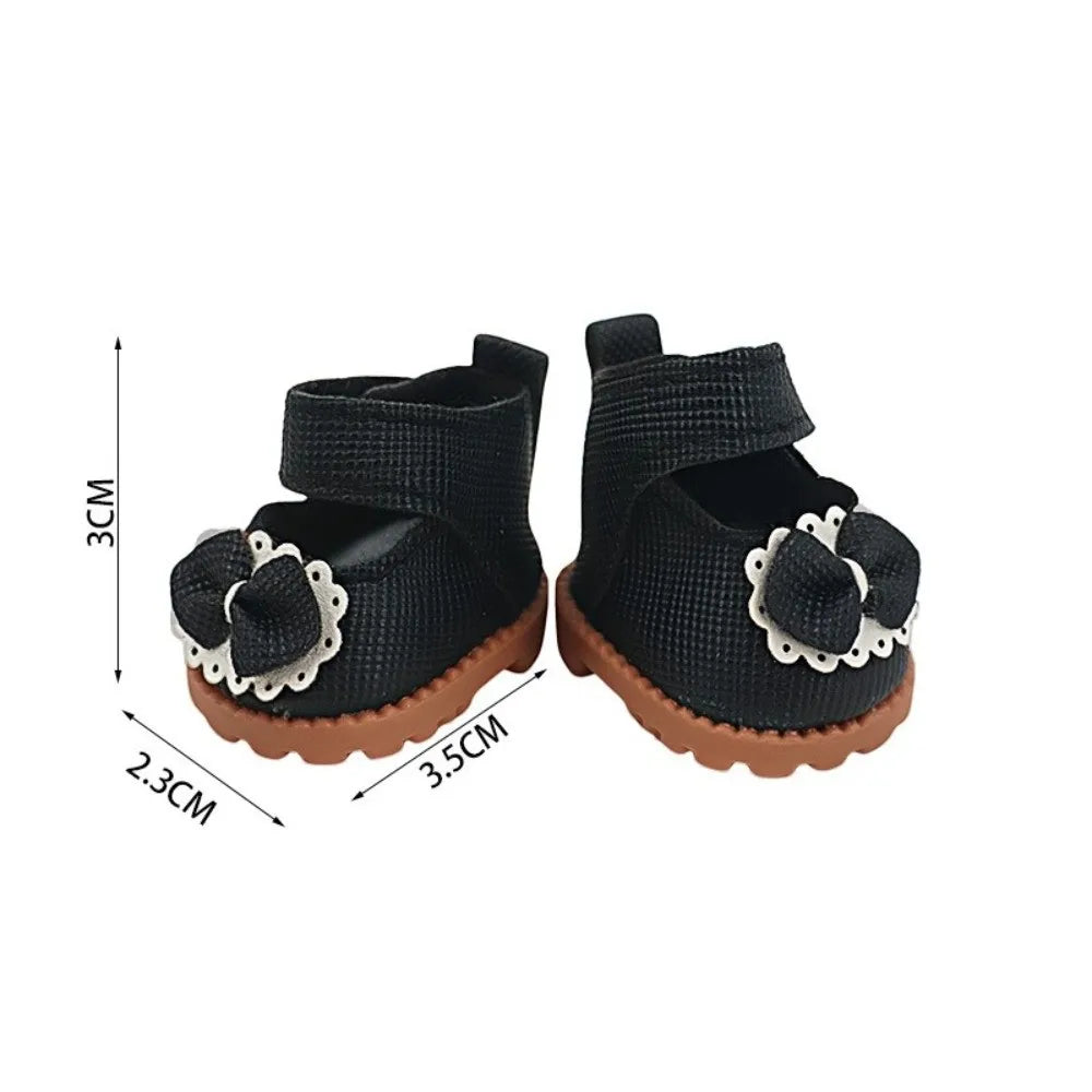 Bow Tie PU Leather Doll Shoes for 17cm Cotton Dolls – 1/6 Doll Accessories Nixie