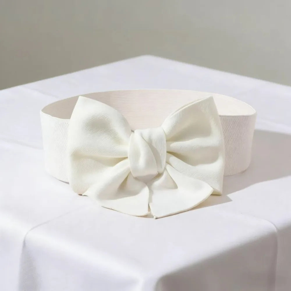 Elegant Bowknot Wide Elastic Waist Belt for Dresses