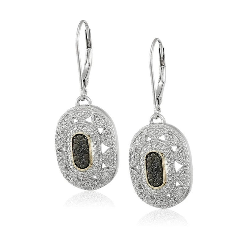 Art Deco Blue CZ Drop Dangle Earrings | Women's Wedding Gift Drop Dangle Earrings Nixie Black