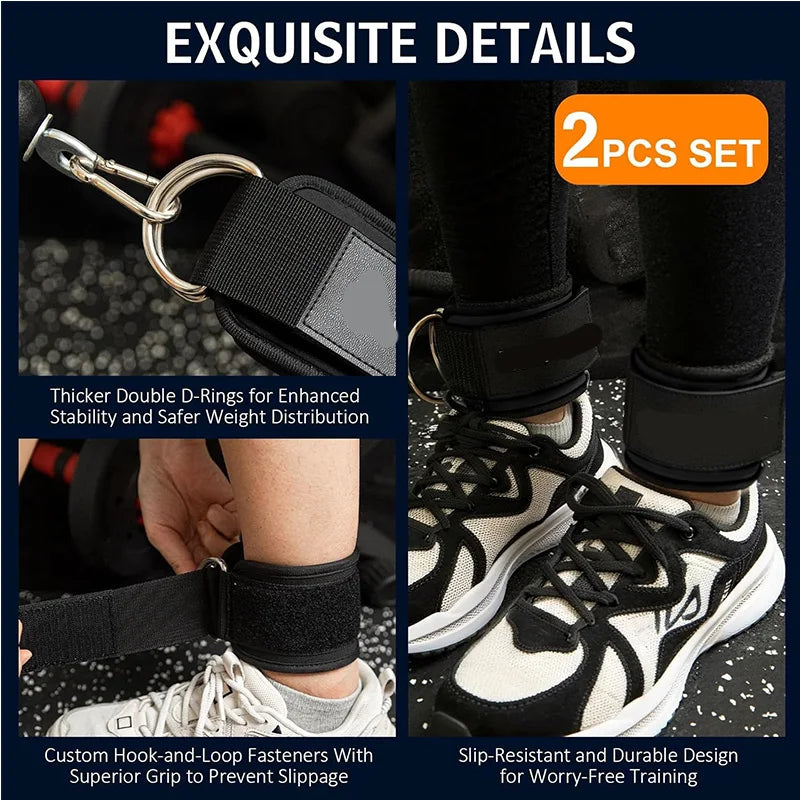 2PCS Padded Cable Ankle Straps – Glute Kickback & Leg Training