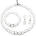 Faux Pearl Choker Necklace Earrings Bracelet Set | Nixie Pearl Jewelry Set Nixie SILVER