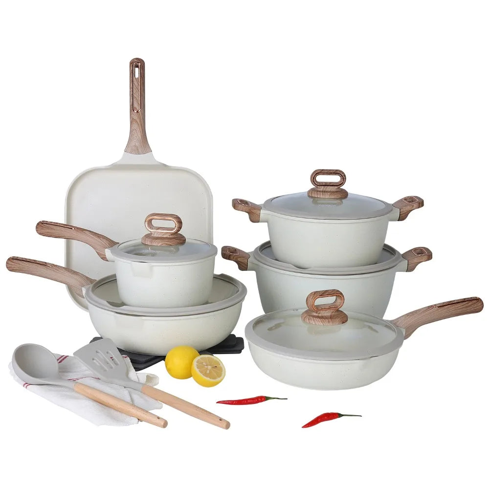 DONNOR Ceramic Nonstick Cookware Set – Pots & Pans Induction Ceramic Cookware Set Nixie