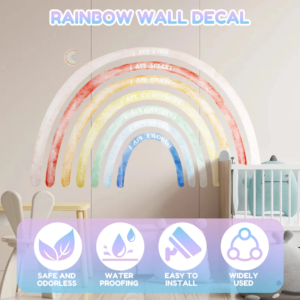 Colorful Rainbow Boho Wall Decals – Large Sticker Set 195×120cm