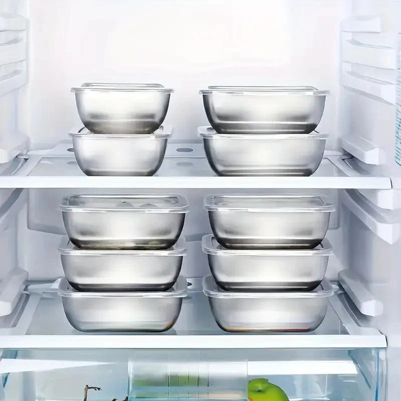 5-Piece Stainless Steel Food Storage Containers | Stackable Meal Prep