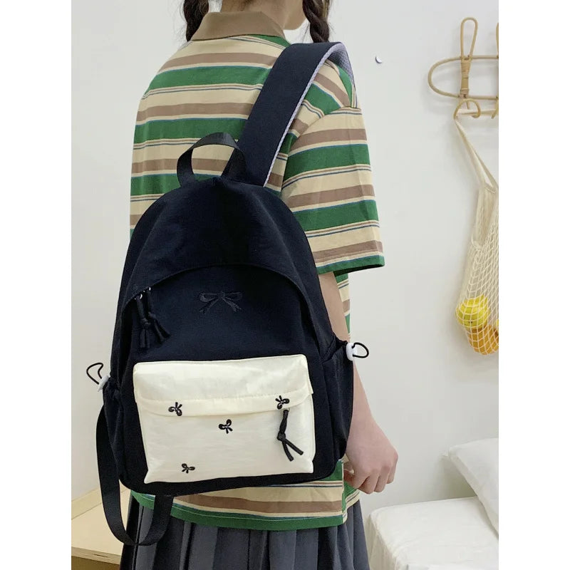 Nixie Korean-Style Girls School Backpack – Nylon 2025
