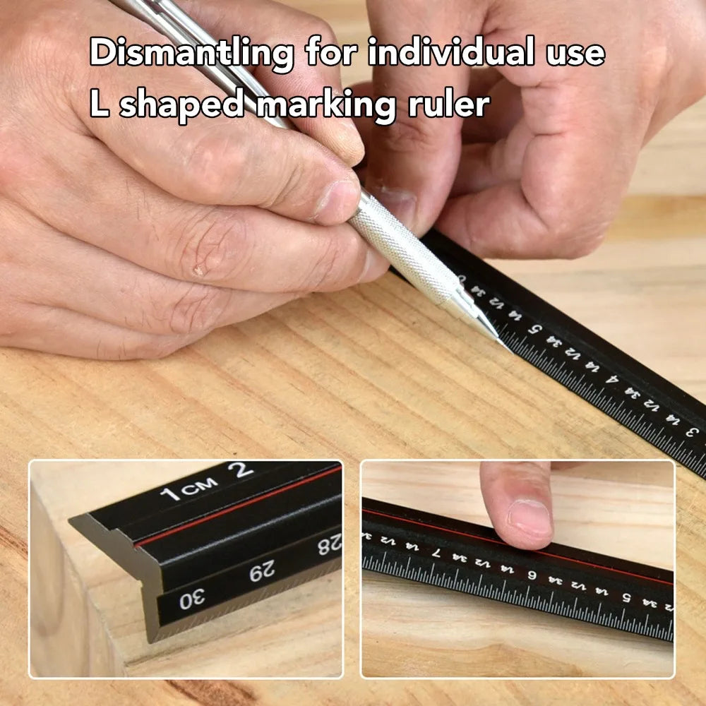 Aluminum T-Square Sliding Ruler Adjustable Woodworking Jig 35cm Woodworking Ruler Jig Nixie