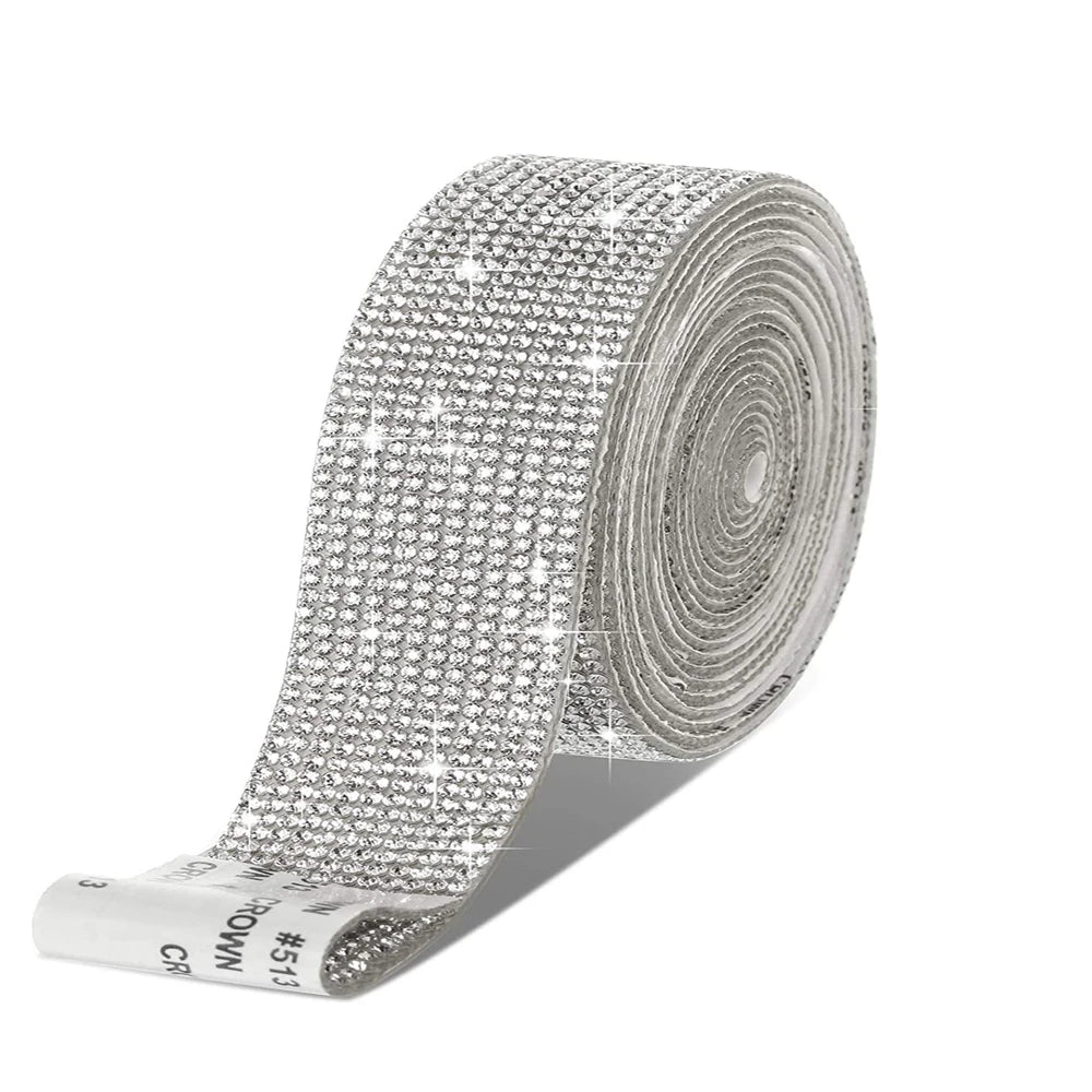 Self-Adhesive Rhinestone Trim Tape – 1 Yard Crystal Ribbon Rhinestone Trim Tape Nixie