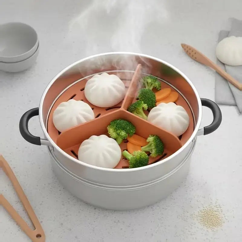 Silicone Air Fryer Divider Tray | 3-Compartment Reusable Liner Air Fryer Liner Nixie