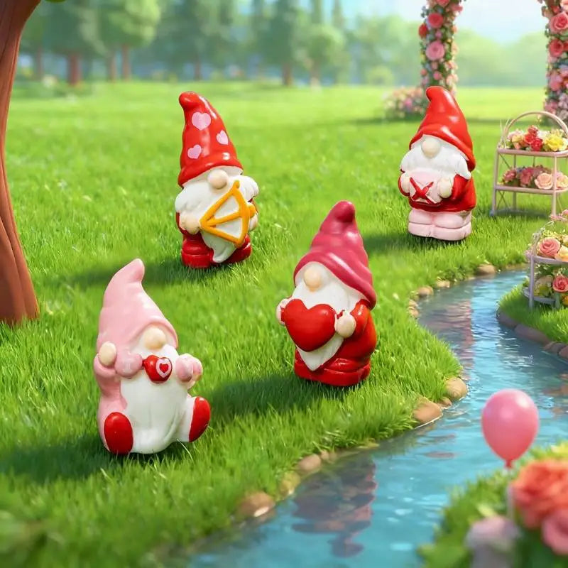 4pcs Mini Resin Gnome Figurines – Fairy Garden Mushroom Décor Decorative Figurines Nixie