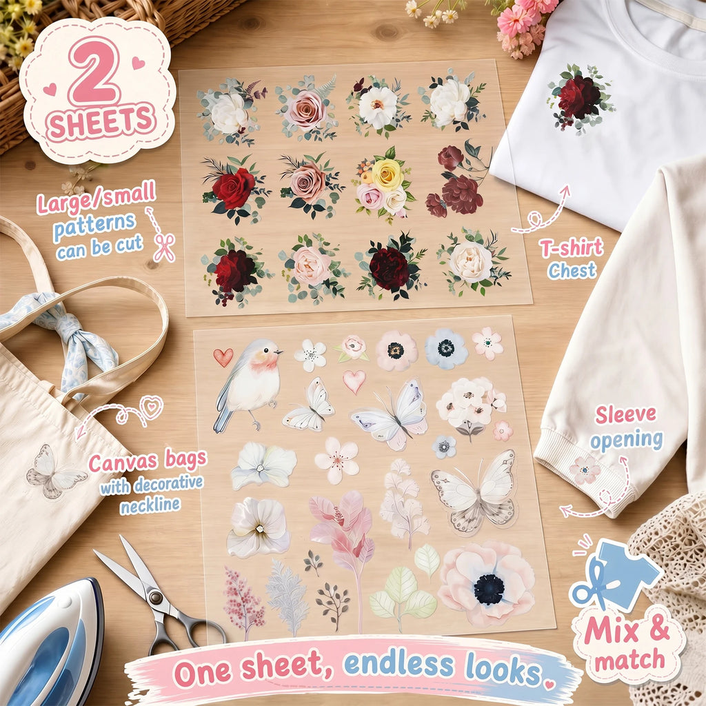 2Pcs Iron-On Heat Transfer Stickers – DIY Patches for Clothes