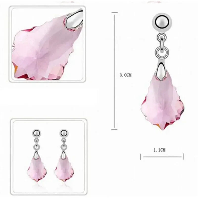 Women's Silver Pink Crystal Drop Earrings – Wedding Gift Drop Earrings Nixie