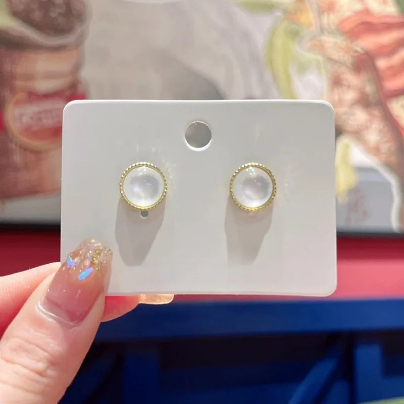 Cat's Eye Stone Stud Earrings – Minimalist Luxury Style Stud Earrings Nixie