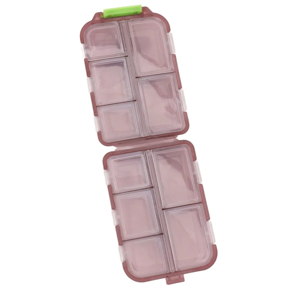 Portable 10-Compartment Waterproof Travel Medicine Pill Case