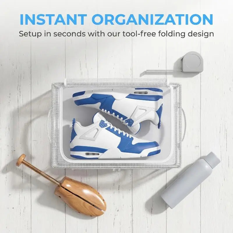 Transparent Foldable Shoe Storage Box | Under Bed Organizer