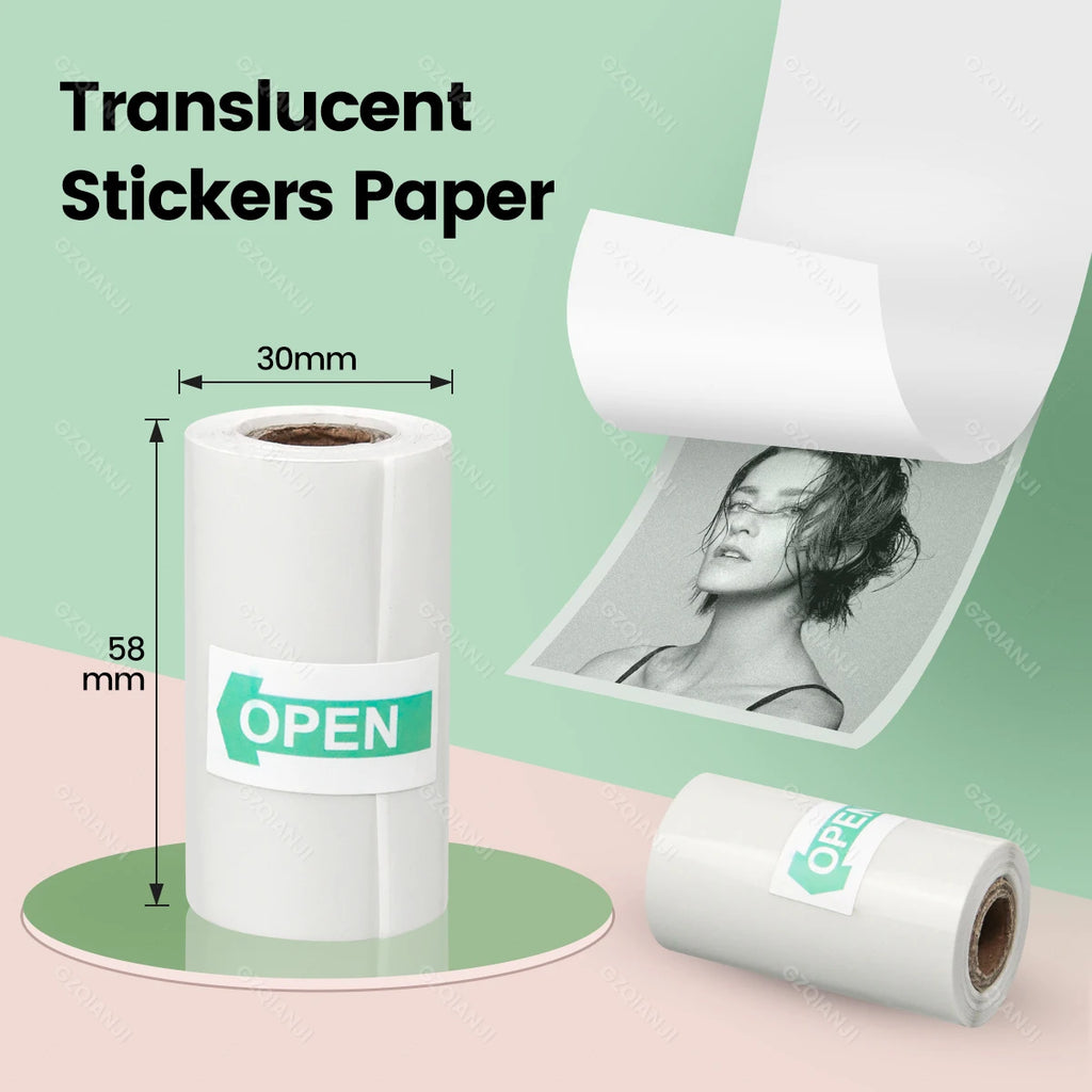 57x30mm Clear Adhesive Thermal Sticker Paper for 58mm Printer