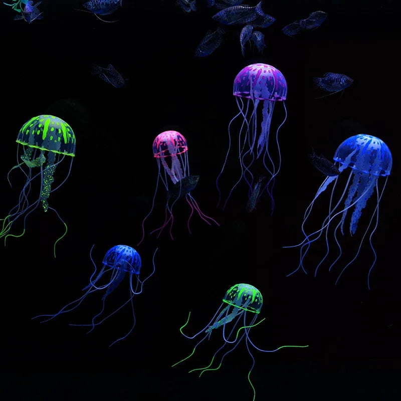 Glowing Jellyfish Aquarium Ornament | Silicone Fish Tank Decor Aquarium Ornament Nixie