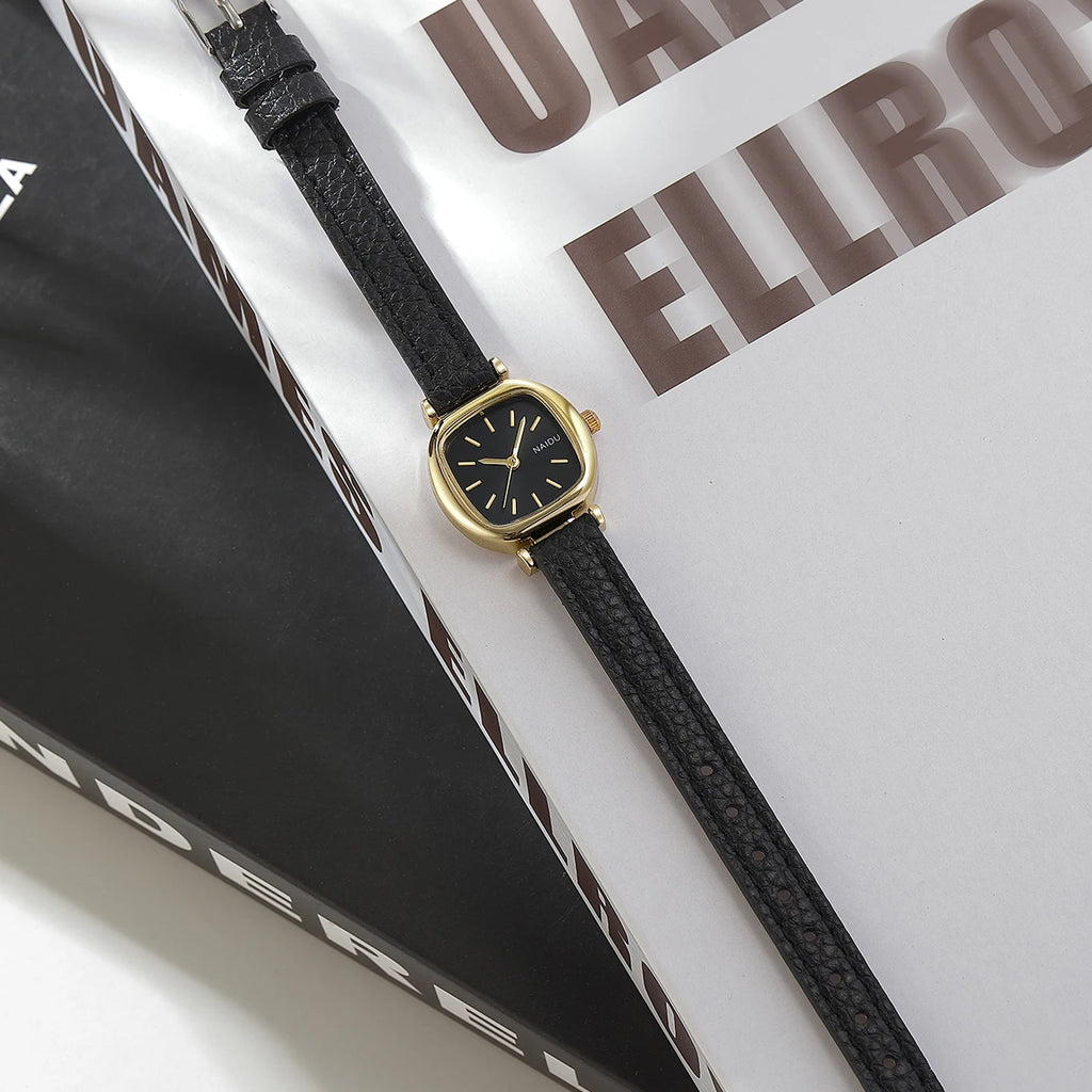 Naidu College Style Casual Quartz Watch – Leather Band Quartz Wristwatch Nixie
