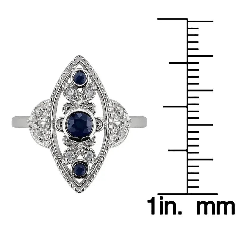 Vintage Silver Blue Zircon Ring – Antique Style | Sizes 6–10 Fashion Ring Nixie