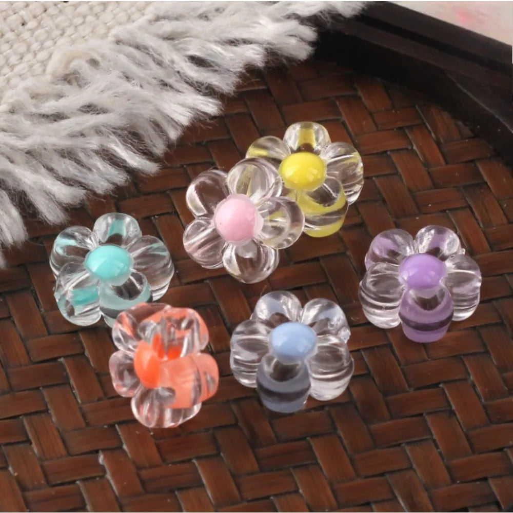 100pcs Colorful Flower Acrylic Beads for DIY Jewelry Making DIY Craft Beads Nixie