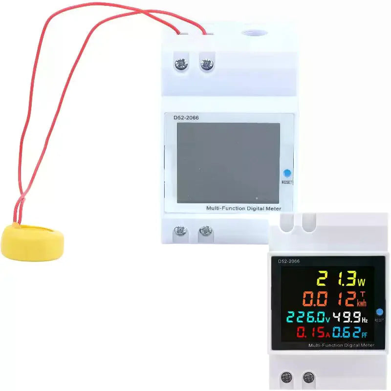 D52-2066 DIN Rail Energy Meter 100A – 6-in-1 kWh Power Monitor DIN Rail Energy Meter Nixie
