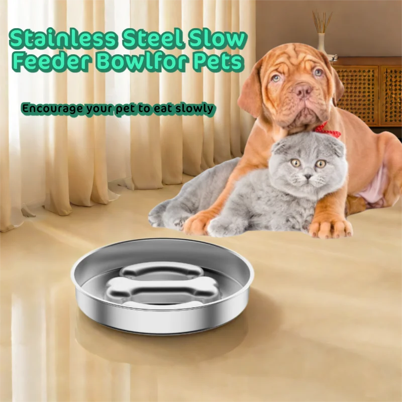 Nixie Stainless Steel Puzzle Slow Feeder Bowl for Dogs Dog Slow Feeder Bowl Nixie