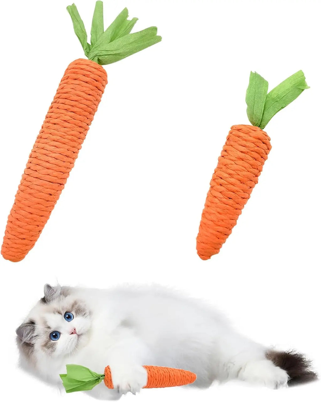 Carrot Cat Teaser Toy – Sisal Hemp Rope with Sound | Nixie Cat Teaser Toy Nixie