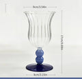Striped Borosilicate Wine & Cocktail Glass – French Retro Style Wine Cocktail Glass Nixie Blue 301-400ml
